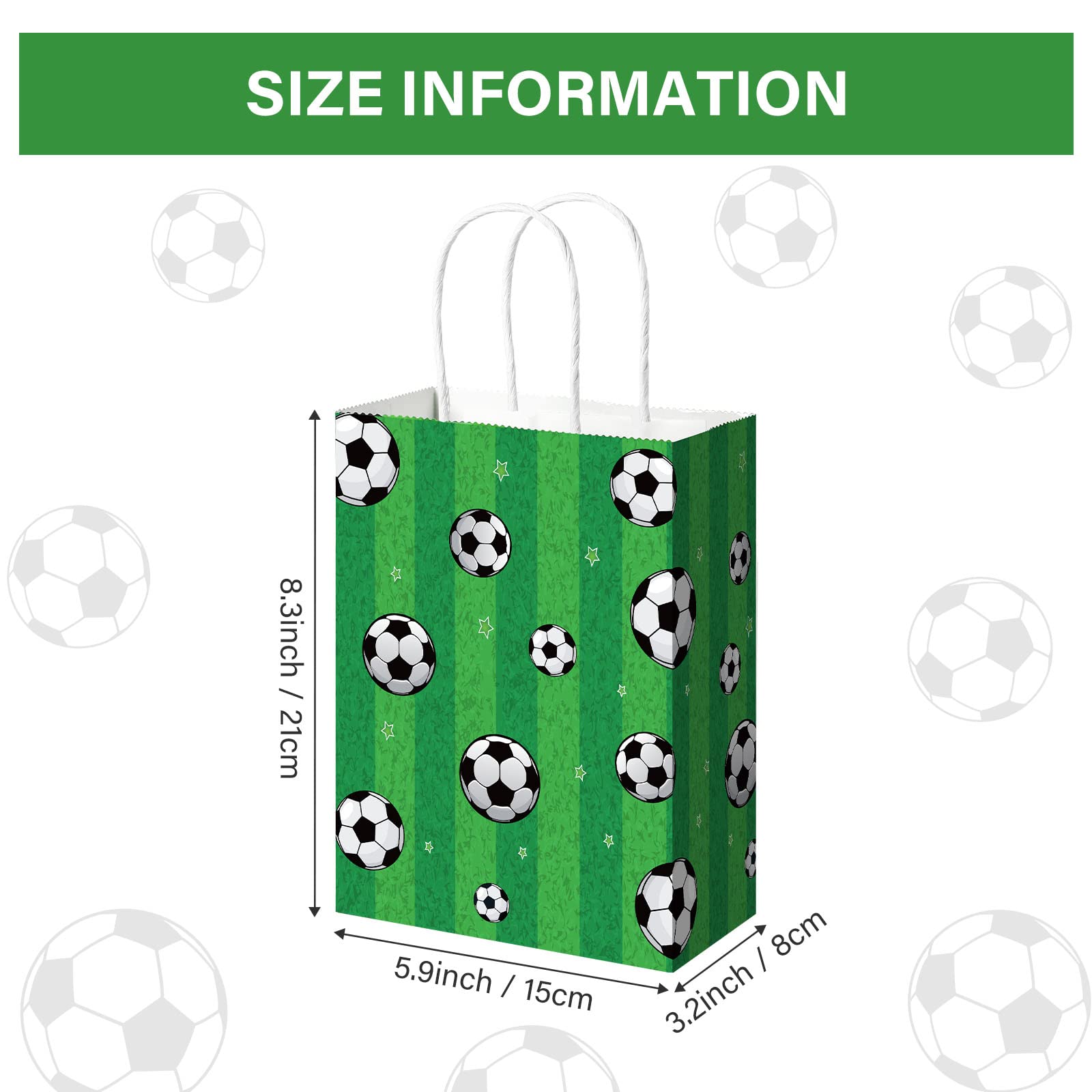 Outus 16 Pcs Soccer Goodie Bags Gift Bags Soccer Candy Bags Treat Bags Paper Soccer Party Favor Bags for Birthday Party Supplies