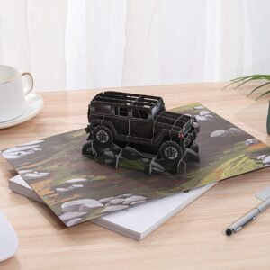 Liif Jeep Wrangler 3D Pop-Up Birthday Card for Men, Father's Day, Retirement, Get Well Soon