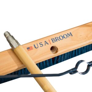 USA Broom 36 in Heavy Duty Push Broom Outdoor Sweep Ashpalt/Concrete Stiff Bristles, USA Steel Brackets, Stainless Steel Hardware, No Plastic 100 Percent Made in The USA