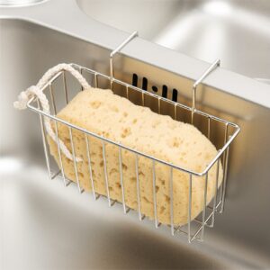 damita kitchen sponge holder sink basket sink caddy brush dishwashing liquid drainer rack silver small (6.7" x 4.5" x 4.5")