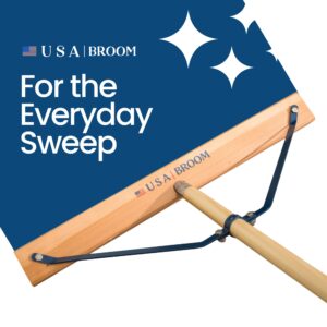 USA Broom 24" Heavy Duty Indoor/Outdoor Push Broom with 60" Handle. Ideal for Garages & Shops. Durable American Made Steel Brackets-All Stainless Steel Hardware. No Plastic. 100% Made in The USA.