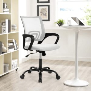 ergonomic office chair mesh desk chair, computer chair with lumbar support& armrests, adjustable mid-back computer desk chair, modern executive rolling swivel for women adults, white