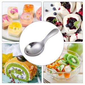 6pcs Stainless Steel Short Handle Spoons, 3.54x1.77inch Round Dessert Spoons Ice Cream Spoon Use for Kitchen or Restaurant(Silver)