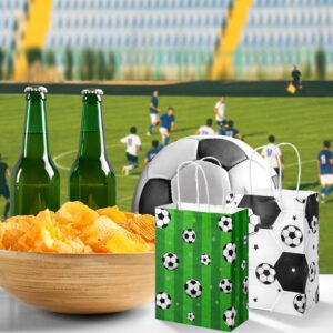 Outus 16 Pcs Soccer Goodie Bags Gift Bags Soccer Candy Bags Treat Bags Paper Soccer Party Favor Bags for Birthday Party Supplies