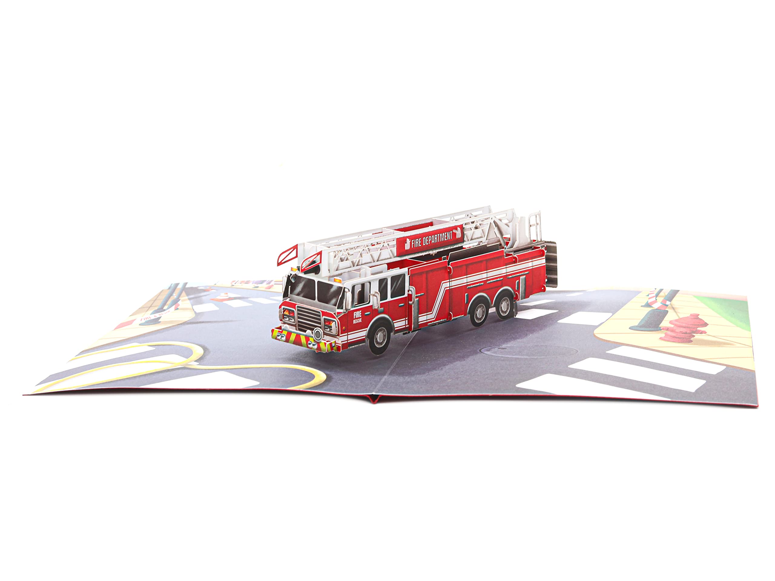 Liif Fire Truck 3D Greeting Pop Up Card, Birthday Card For Kids, Firemen, Men, DAD, Son, Boy, Retirement, Firefighter, Thank You | With Message Note & Envelop