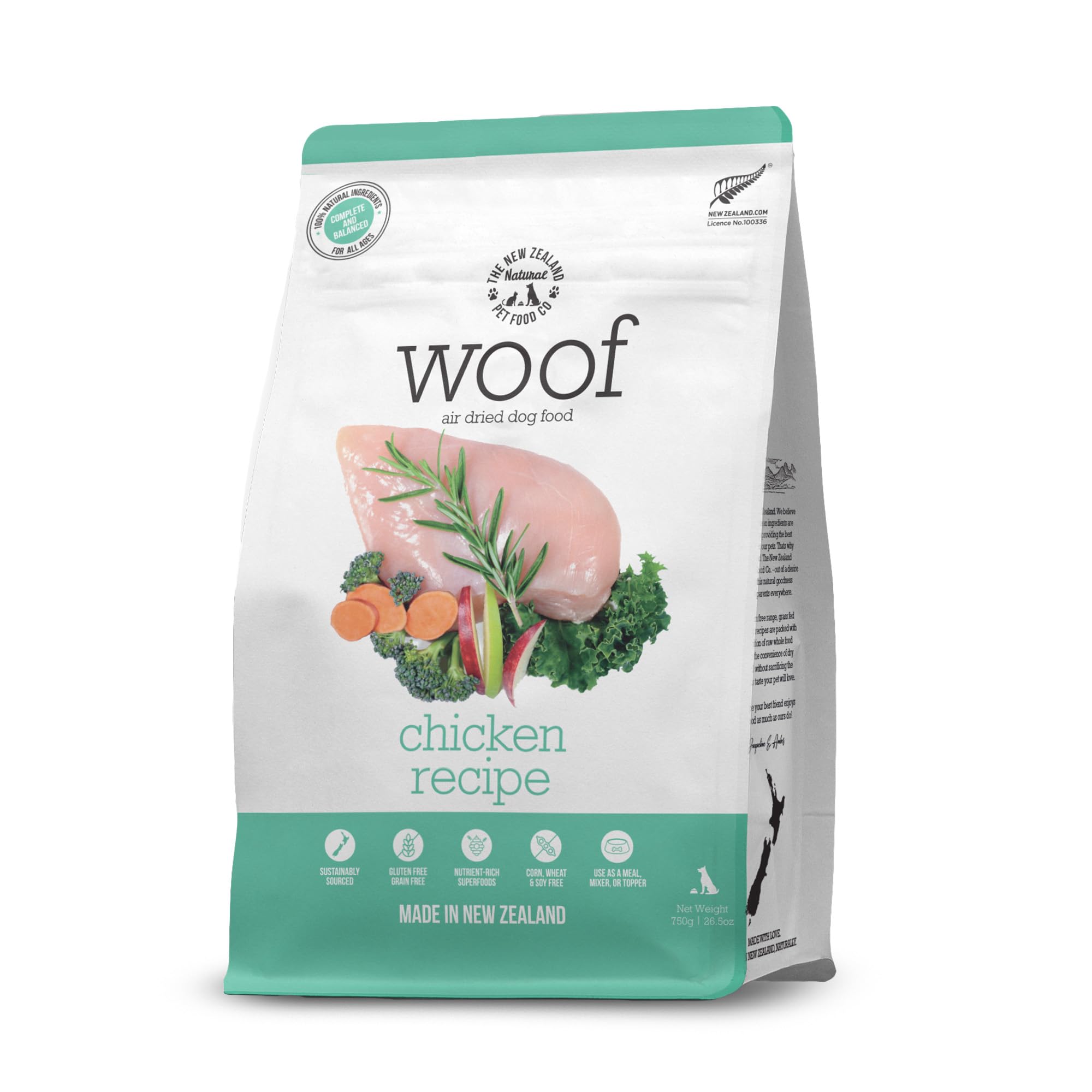 The New Zealand Natural Pet Food Co. WOOF Air Dried Dog Bites - Chicken Recipe Dog Food High Protein Toppers for Dry Dog Food, Healthy Dog Food,26.5oz