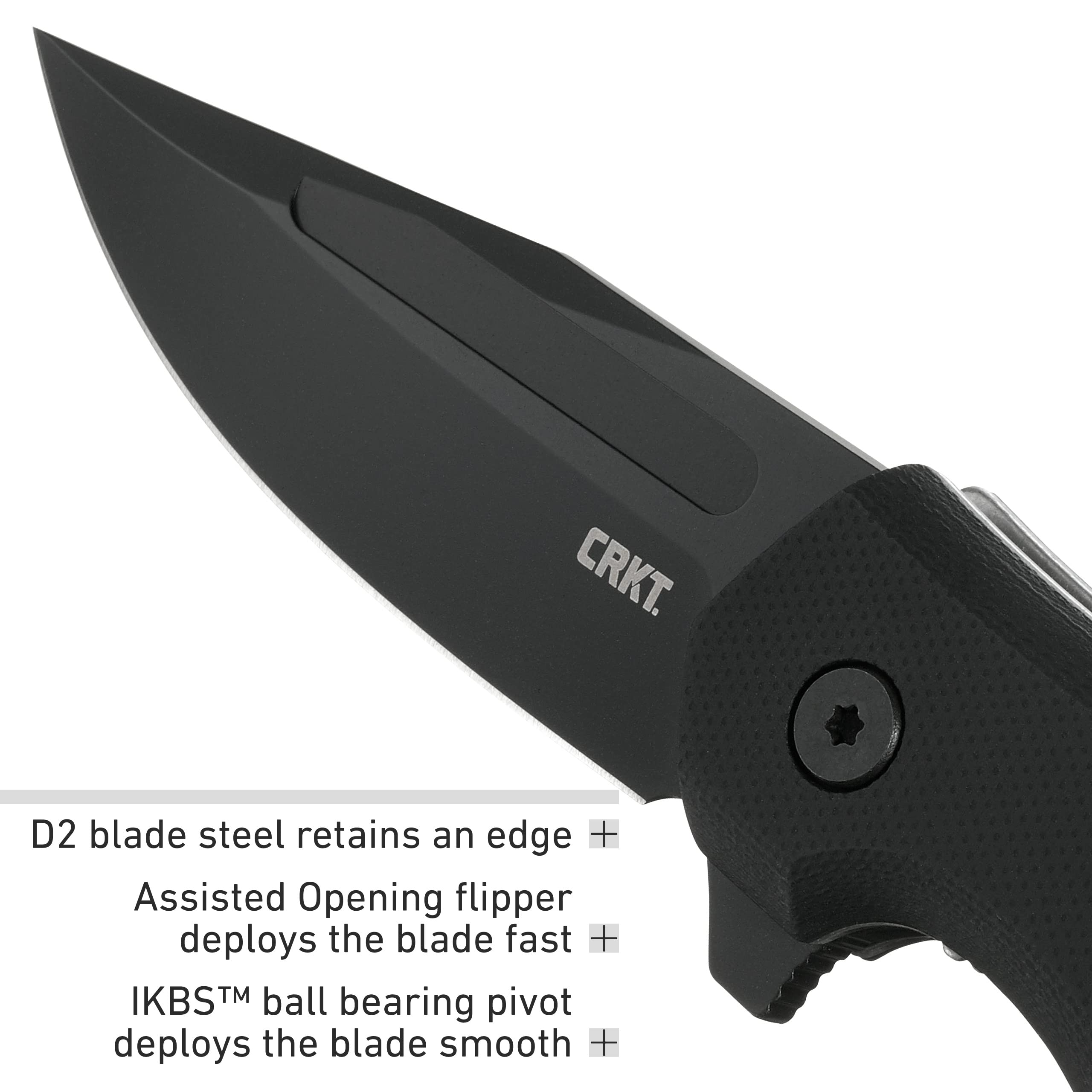 CRKT Fawkes EDC Folding Pocket Knife: Assisted Open Everyday Carry, D2 Blade, Liner Lock, G10 Handle with Reversible Pocket Clip 2372K