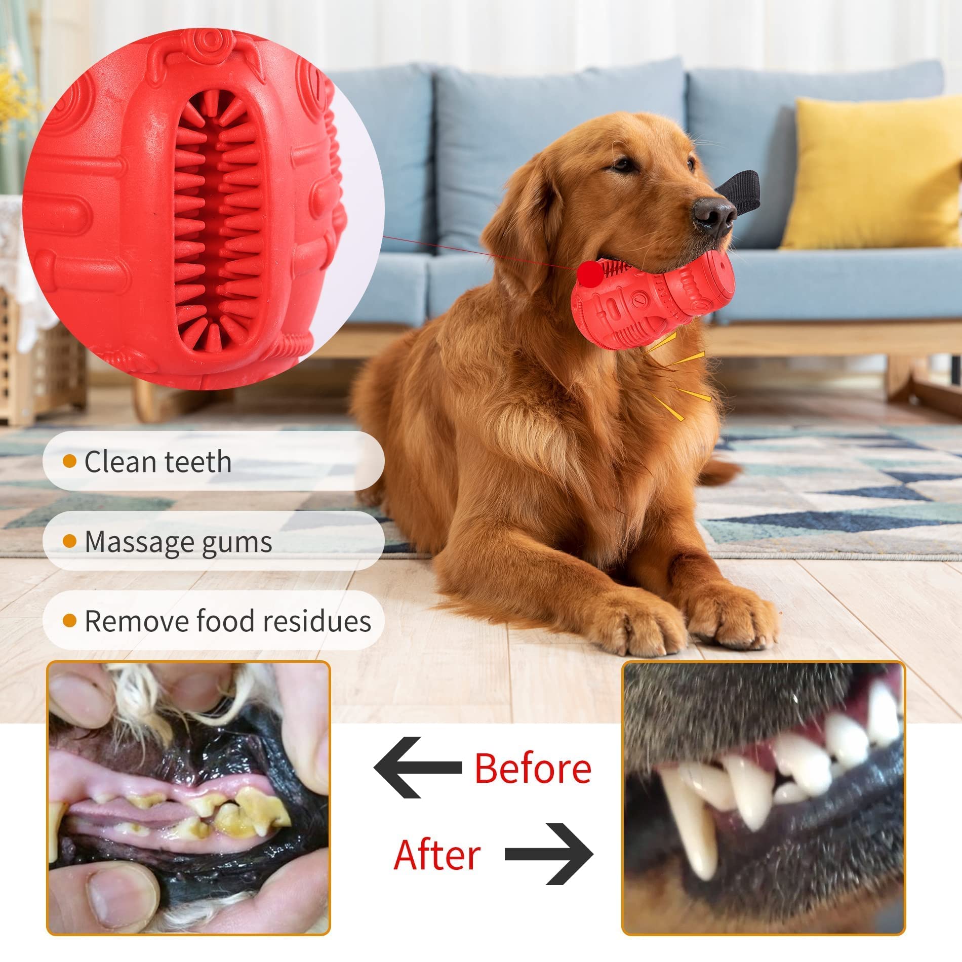 Dog Puzzle Toys for Aggressive Chewers for Large Medium Dogs Enrichment Toys Stimulation Toys Indestructible Durable Tough Rubber Dog Food Toys Dog Chew Squeaky Toys Treat Dispensing Dog Toys