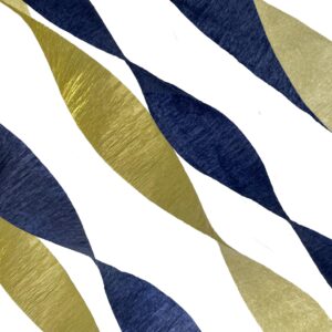 K-Kraft USA-Made Crepe Paper Streamers for Birthday, Party, Holiday, School, Wedding, Shower, or Graduation (1 Navy Midnight Blue + 1 Gold Metallic)