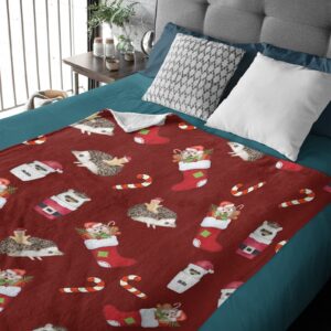 Christmas Hedgehog Blanket Gifts for Boys Girls, Cute Christmas Throw Blanket Gifts for Baby Cookie Candy Decor Plush Soft Lightweight Flannel Fleece Christmas Tree Blankets for Toddler Pet 40x30In