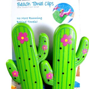 Cactus Style Beach Towel Clips Jumbo Size for Beach Chair, Cruise Beach Patio, Pool Accessories for Chairs, Household Clip, Baby Stroller. by C&H Solutions