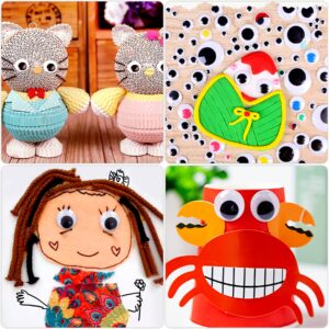 JULMELON 500 Pieces Wiggle Googly Eyes Self Adhesive Black White Craft Eyes for DIY Crafts Decoration (0.4 in, 0.6 in, 0.8 in, 1 in, 1.2 in)