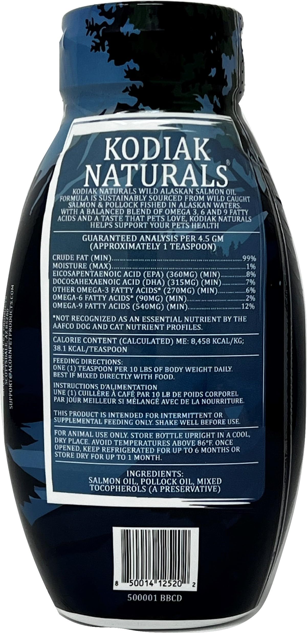 Kodiak Naturals 18oz Wild Alaskan Salmon Oil Formula for Dogs & Cats, a Balanced Blend of Pure Fish Oils with EPA and DHA from Wild-Caught Fish. Support for Skin & Coat, Joints, and Immune Health.