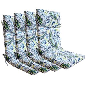 bossima indoor outdoor high back chair cushions replacement patio chair seat cushions set of 4 green/blue paisley