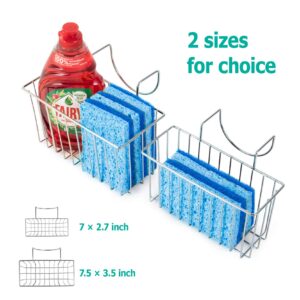 Damita Kitchen Sponge Holder Sink Basket Sink Caddy Brush Dishwashing Liquid Drainer Rack Silver Small (6.7" x 4.5" x 4.5")