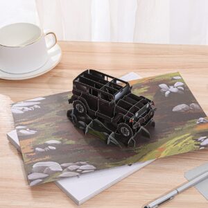 Liif Jeep Wrangler 3D Pop-Up Birthday Card for Men, Father's Day, Retirement, Get Well Soon