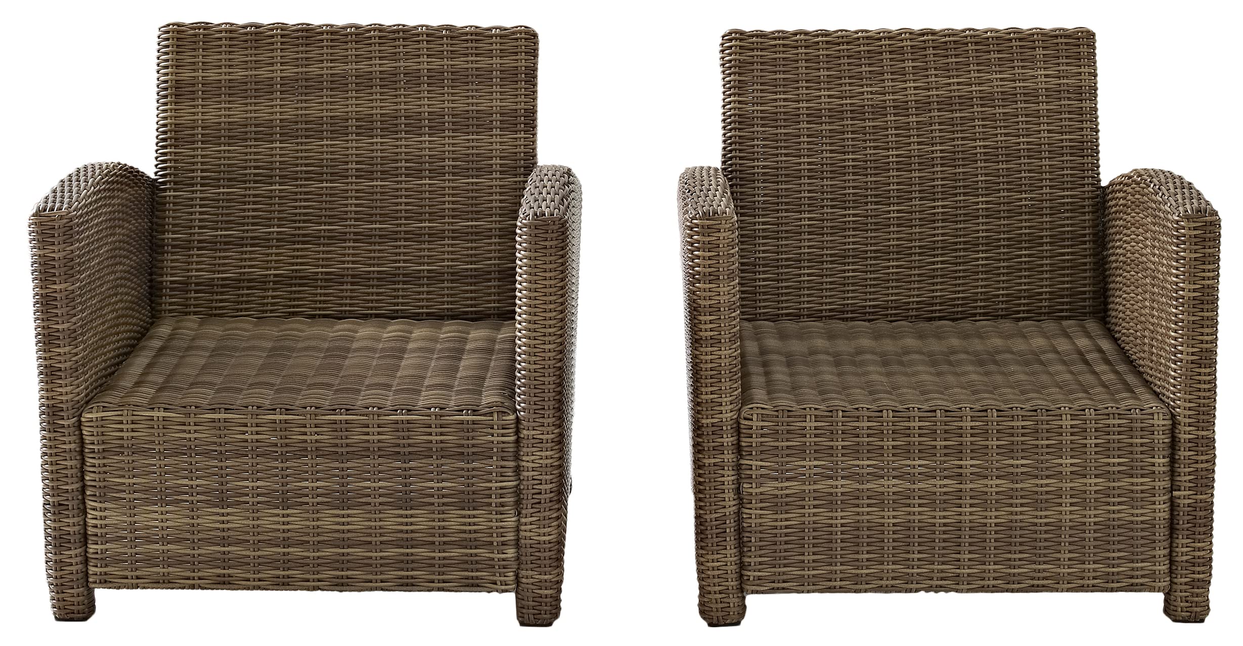 Crosley Furniture Bradenton 3-Piece Wicker Outdoor Chair Set with Side Table and Sunbrella Patio Cushions, Brown with Sunbrella Cushions