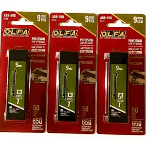 O L F A OLFA 9149 ABB-50B 9mm UltraSharp Black Snap-Off Blade, 50-Pack (3 Pack)