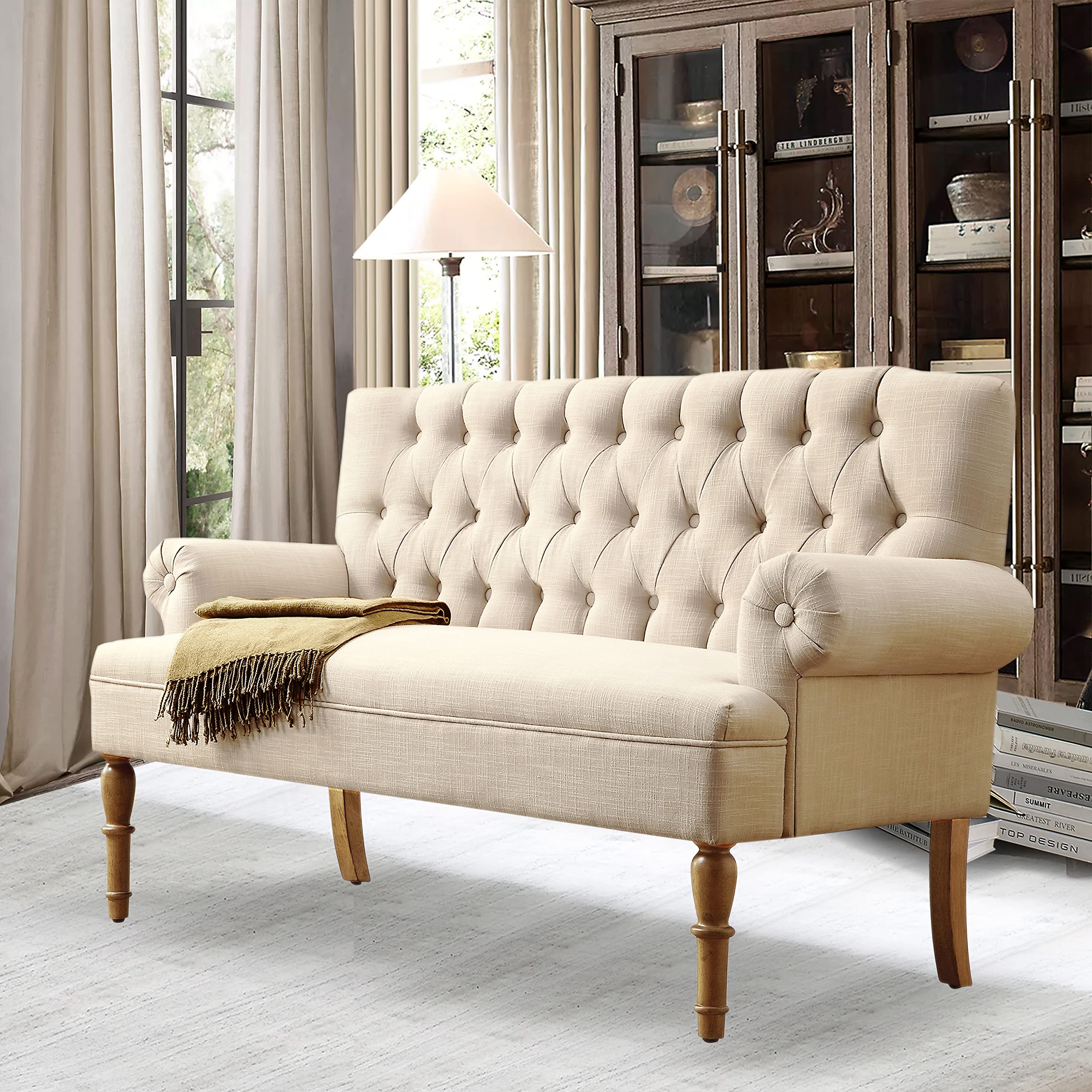 Rosevera Celino Loveseat Sofas for Living Room Loveseat Couch for Living Room Couch in a Box Sofa para Sala Love Seats Furniture Sofa in a Box Long Couches for Living Room Settee,Linen,Beige