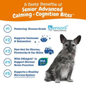 Zesty Paws Senior Advanced Calming & Cognition Soft Chews for Dogs - Supplements for Dog Brain Health & Nervous System Support + Calming & Relaxation -with Ashwagandha, DHA & Melatonin