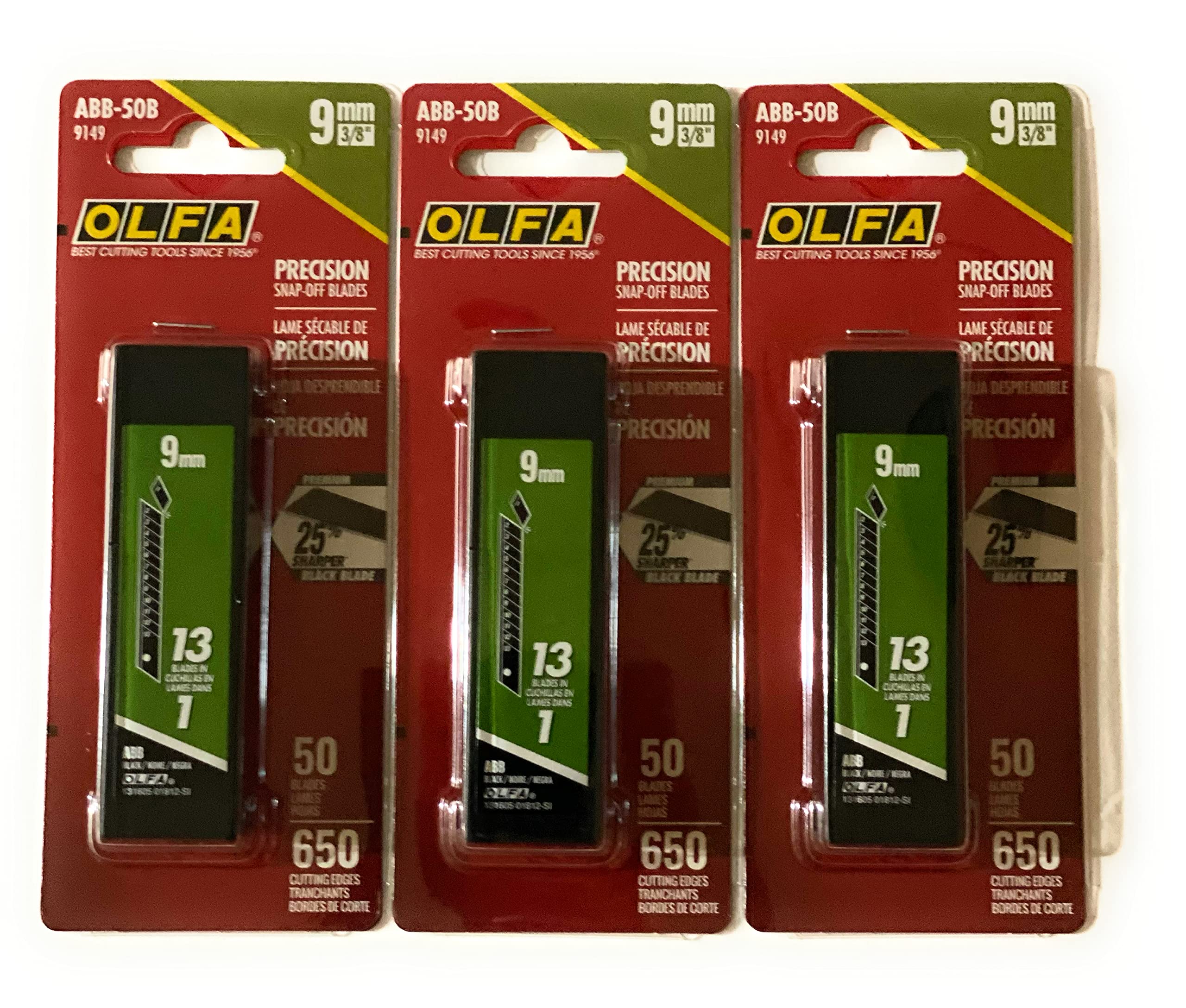 O L F A OLFA 9149 ABB-50B 9mm UltraSharp Black Snap-Off Blade, 50-Pack (3 Pack)