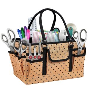 singer storage collapsible tote caddy, sewing & craft storage, polka dot print