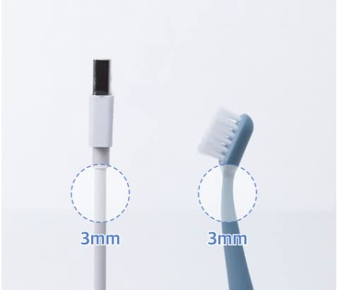 Kitteney Pet Toothbrush for Dogs, Cats with 0.06mm Super Soft Bristles, Head Replaceable, Double Headed Toothbrush for Small to Large Teeth, Easy Teeth Cleaning & Dental Care (Blue)