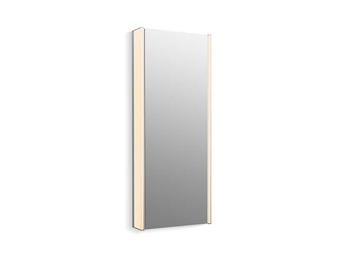 KOHLER K-81147-SLE-DA1 Maxstow Medicine Cabinet with LED Light, Mirror Door & Staggered Shelves, Rectangular Frame, 17" x 40"