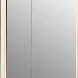 KOHLER K-81149-SLE-DA1 Maxstow Medicine Cabinet with LED Light, Mirror Doors & Staggered Shelves, Rectangular Frame, 32" x 40"