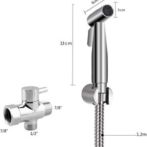 Bidet Sprayer for Toilet, Handheld bidet Toilet Spray Adjustable Water Pressure Control with Bidet Hose for Feminine Wash, Stainless Steel Brushed Nickel Cloth Diaper