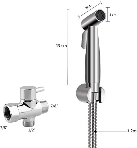 Bidet Sprayer for Toilet, Handheld bidet Toilet Spray Adjustable Water Pressure Control with Bidet Hose for Feminine Wash, Stainless Steel Brushed Nickel Cloth Diaper