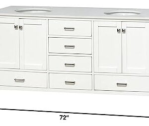 Kitchen Bath Collection Horizon 72-inch Double Bathroom Vanity (Engineered White/White): Includes White Cabinet with Engineered White Countertop and White Ceramic Sinks