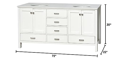 Kitchen Bath Collection Horizon 72-inch Double Bathroom Vanity (Engineered White/White): Includes White Cabinet with Engineered White Countertop and White Ceramic Sinks