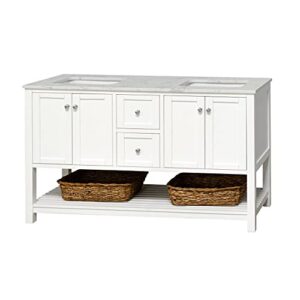 Kitchen Bath Collection Lakeshore 60-inch Double Bathroom Vanity (Engineered Carrara/White): Includes White Cabinet with Engineered Carrara Countertop and White Ceramic Sinks