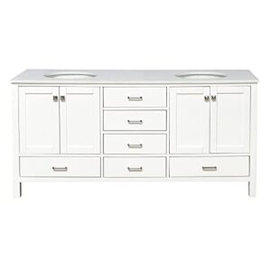 Kitchen Bath Collection Horizon 72-inch Double Bathroom Vanity (Engineered White/White): Includes White Cabinet with Engineered White Countertop and White Ceramic Sinks