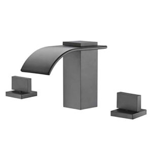 sumerain widespread waterfall matte black bathroom faucet 3 hole 2 handle 8 inch vanity sink faucet