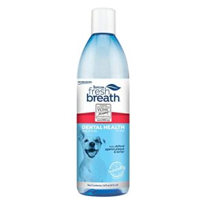 tropiclean fresh breath certified wellness collection dental health solution | prevents plaque & tartar | vohc accepted | freshens bad dog breath | 16 oz