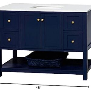 Lakeshore 48-inch Bathroom Vanity (Engineered White/Royal Blue): Includes Royal Blue Cabinet with Engineered White Countertop and White Ceramic Sink