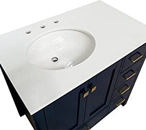 Horizon 36-inch Bathroom Vanity (Engineered White/Royal Blue): Includes Royal Blue Cabinet with Engineered White Countertop and White Ceramic Sink