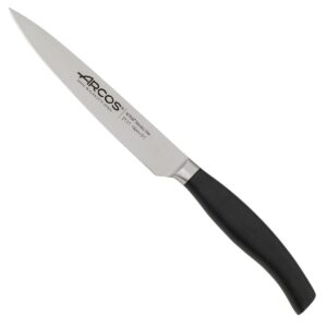 arcos forged vegetable knife 5 inch stainless steel 130 mm blade. professional knife for peeling fruits and vegetable. ergonomic polyoxymethylene pom handle. series clara. color black