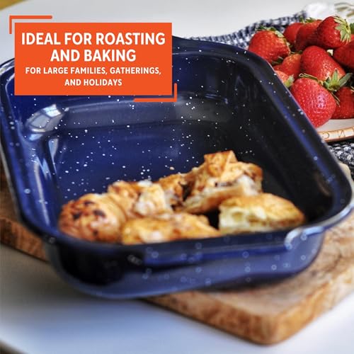 Imusa Traditional Blue Speckled Roaster/Baking Pan 12" x 7.8”