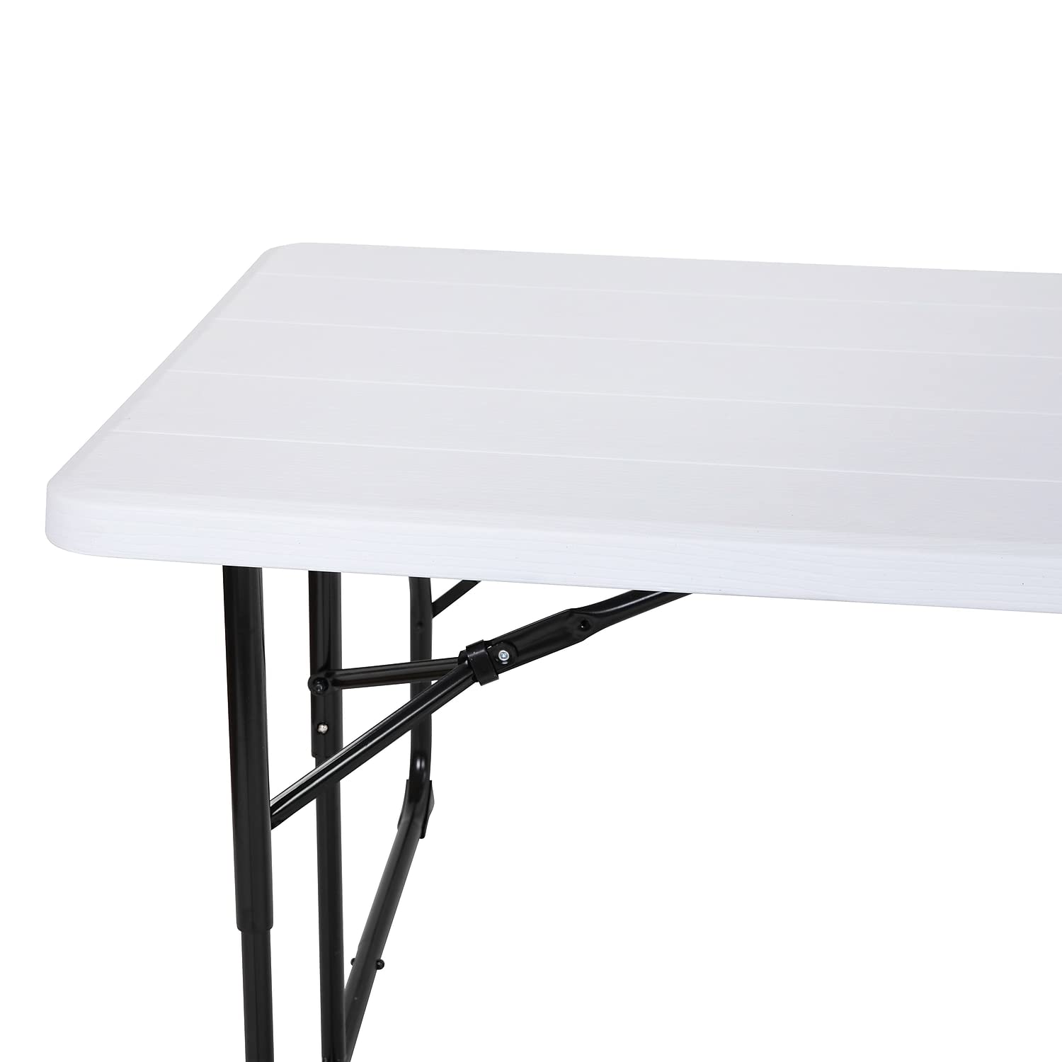 Flash Furniture Insta-Fold Picnic Table - White Wood Grain Folding Picnic Table Bench Set for Adults - 4.5 Foot Folding Table