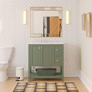 kitchen bath collection 36-inch bathroom vanity: engineered carrara/sage green (fully assembled, includes sink, furniture-grade construction, soft-close hinges)