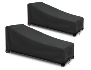 siruiton 2 pack outdoor patio chaise lounge covers heavy duty with durable and water resistant fabric,78" l x 27" w x 28" h,black