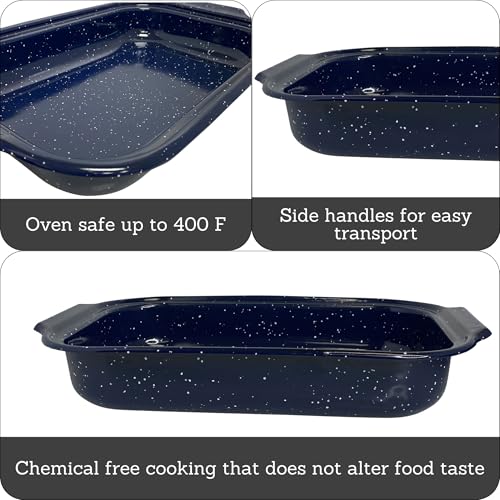 Imusa Traditional Blue Speckled Roaster/Baking Pan 12" x 7.8”