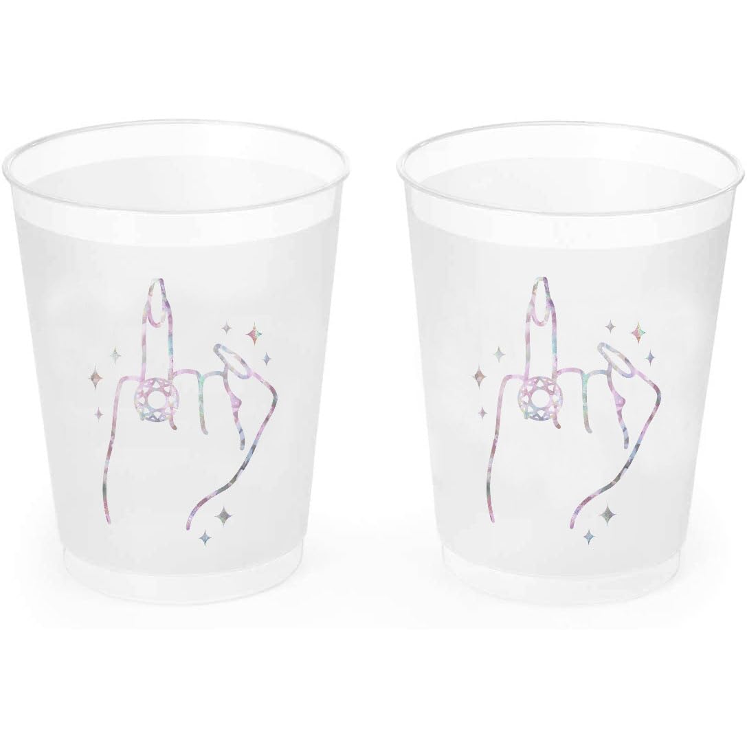 xo, Fetti Bachelorette Party Ring Finger Reusable Cups - 16 Frost Flex Cups | Bach Party Drinkware, Cute Bridal Shower Supplies, Engagement Reusable Cups, Bride To Be Decorations, Bridesmaids Favors