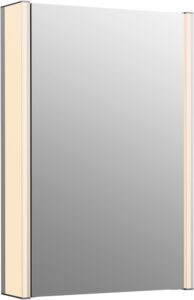 kohler k-81144-sle-da1 maxstow medicine cabinet with led light, mirror door & staggered shelves, rectangular frame, 17" x 24"