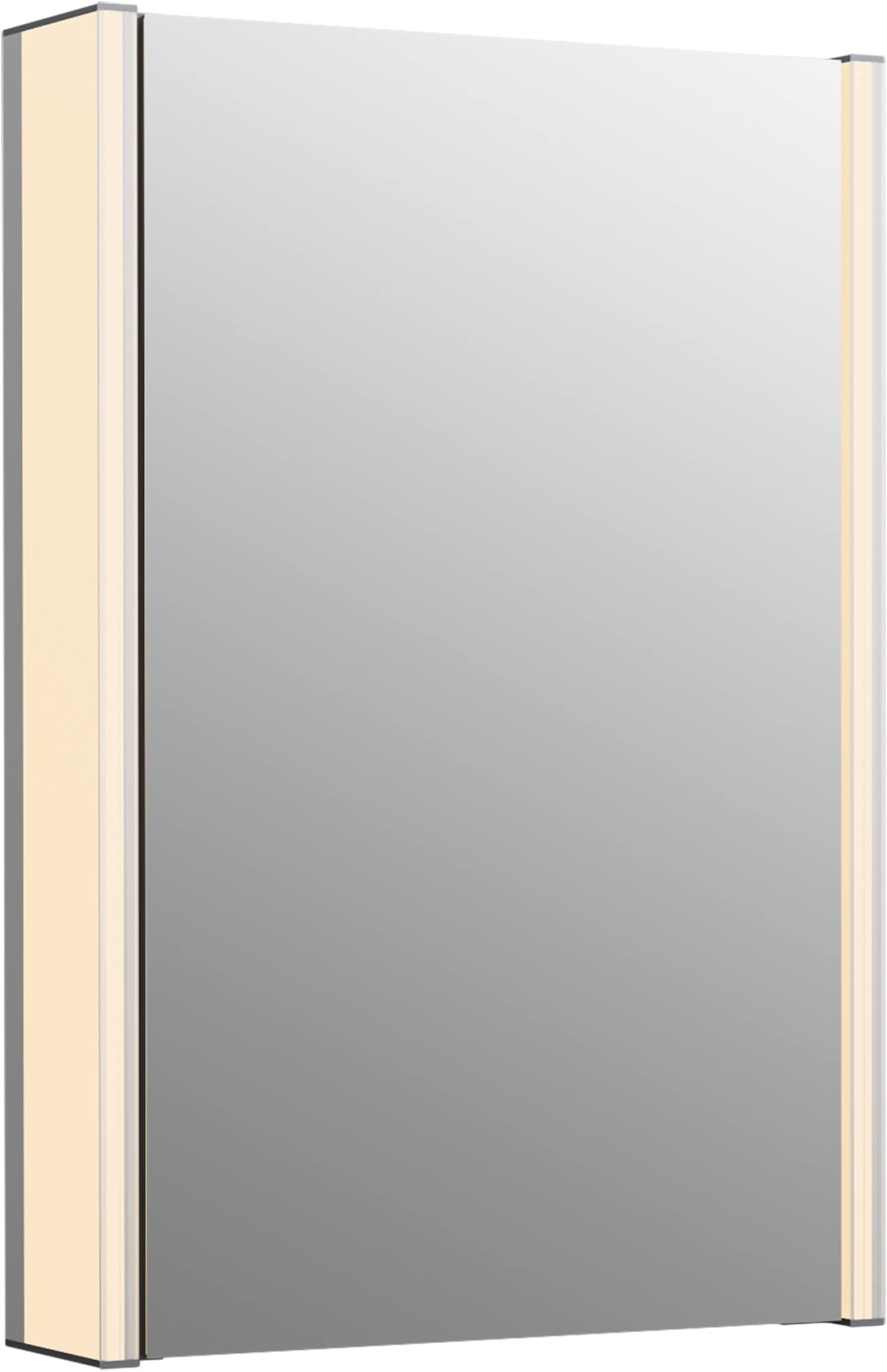 KOHLER K-81144-SLE-DA1 Maxstow Medicine Cabinet with LED Light, Mirror Door & Staggered Shelves, Rectangular Frame, 17" x 24"