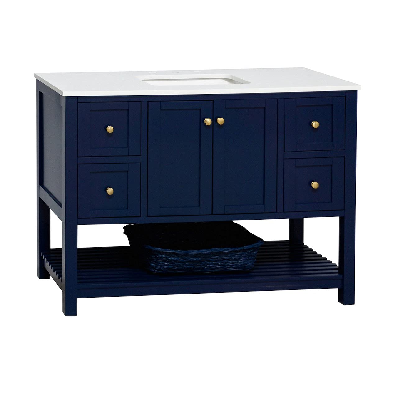 Lakeshore 48-inch Bathroom Vanity (Engineered White/Royal Blue): Includes Royal Blue Cabinet with Engineered White Countertop and White Ceramic Sink