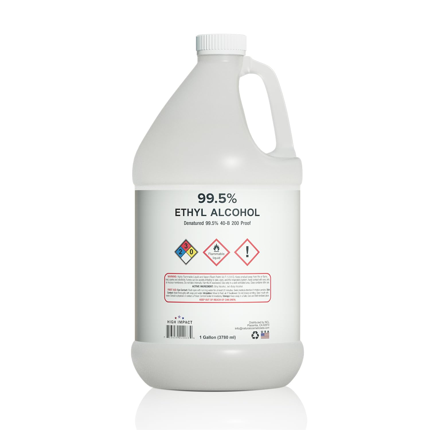 HIGH Impact 99.5% Ethyl Alcohol Denatured 40-B 200 Proof Alcohol - Made in The USA - Gallon (Pack of 1)